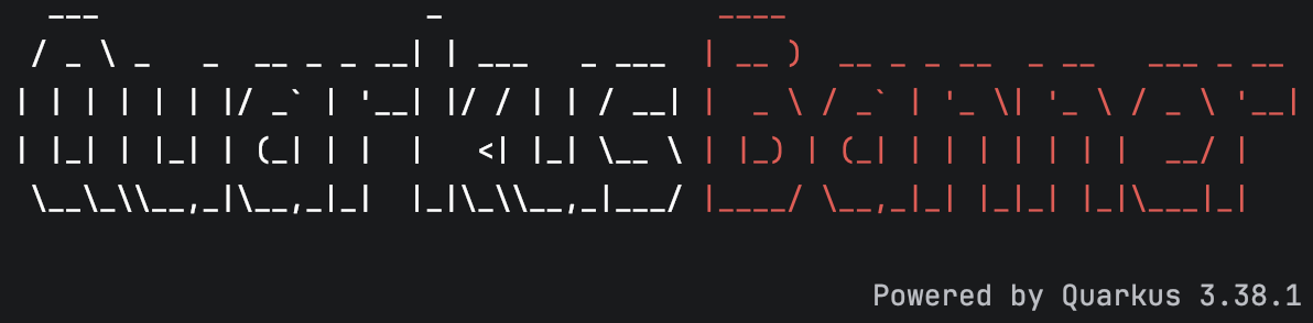 Coloured startup banner: "Quarkus" in white and "Banner" in red