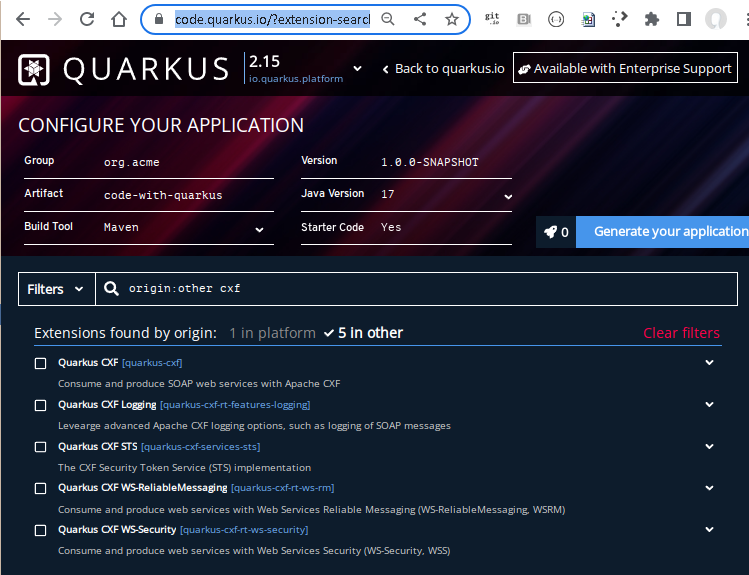 https://code.quarkus.io