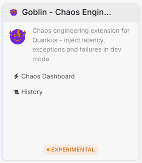 Goblin card in the Quarkus Dev UI
