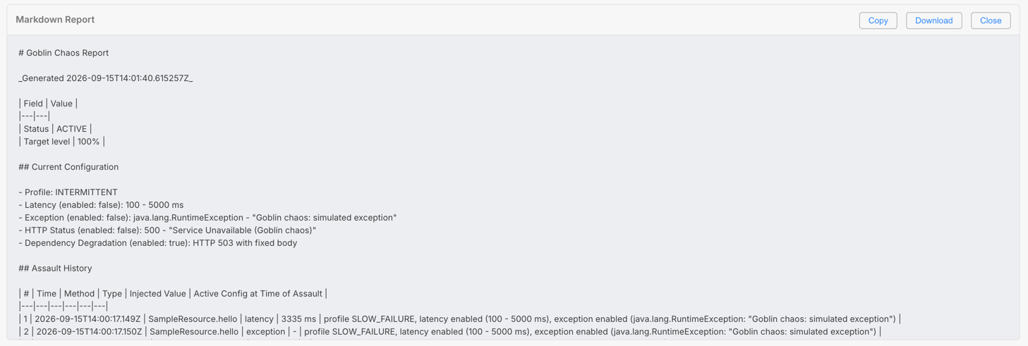 Goblin Markdown report export