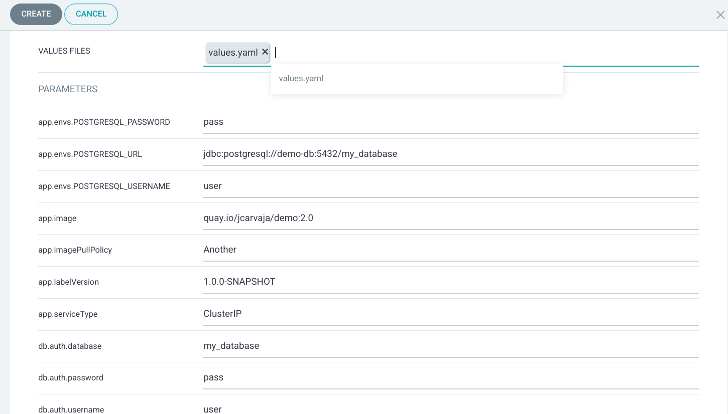 argocd create app parameters