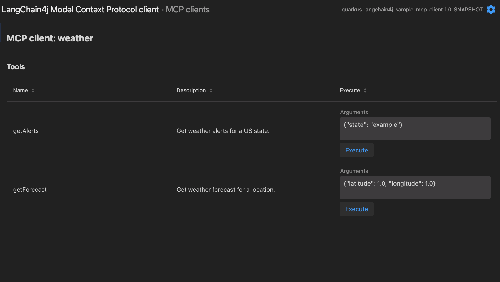 MCP Dev UI Tools Interface