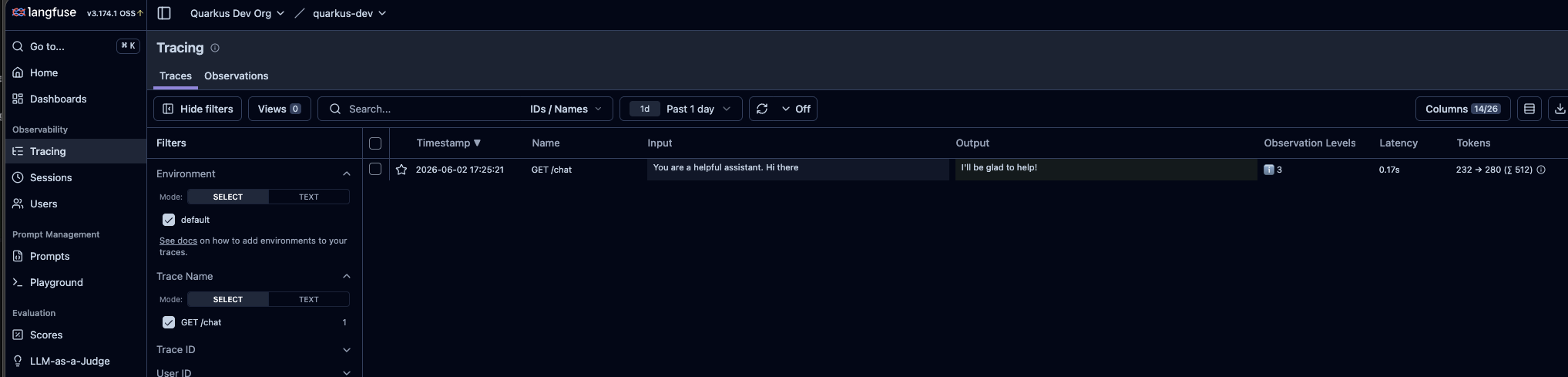 Trace Dashboard
