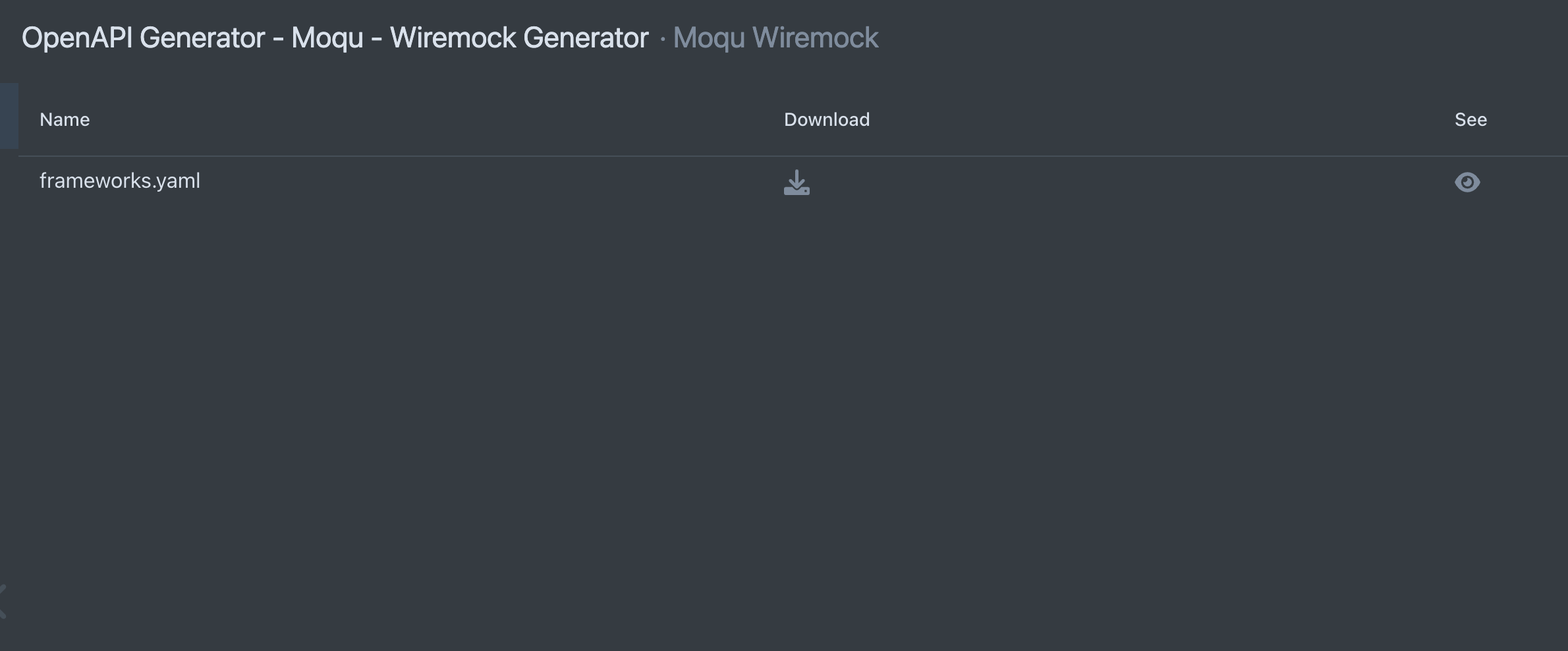 Wiremock mappings table